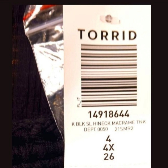 TORRID NEW Plus Size Black Macrame Knit High Neck Tank Top. - Picture 13 of 15